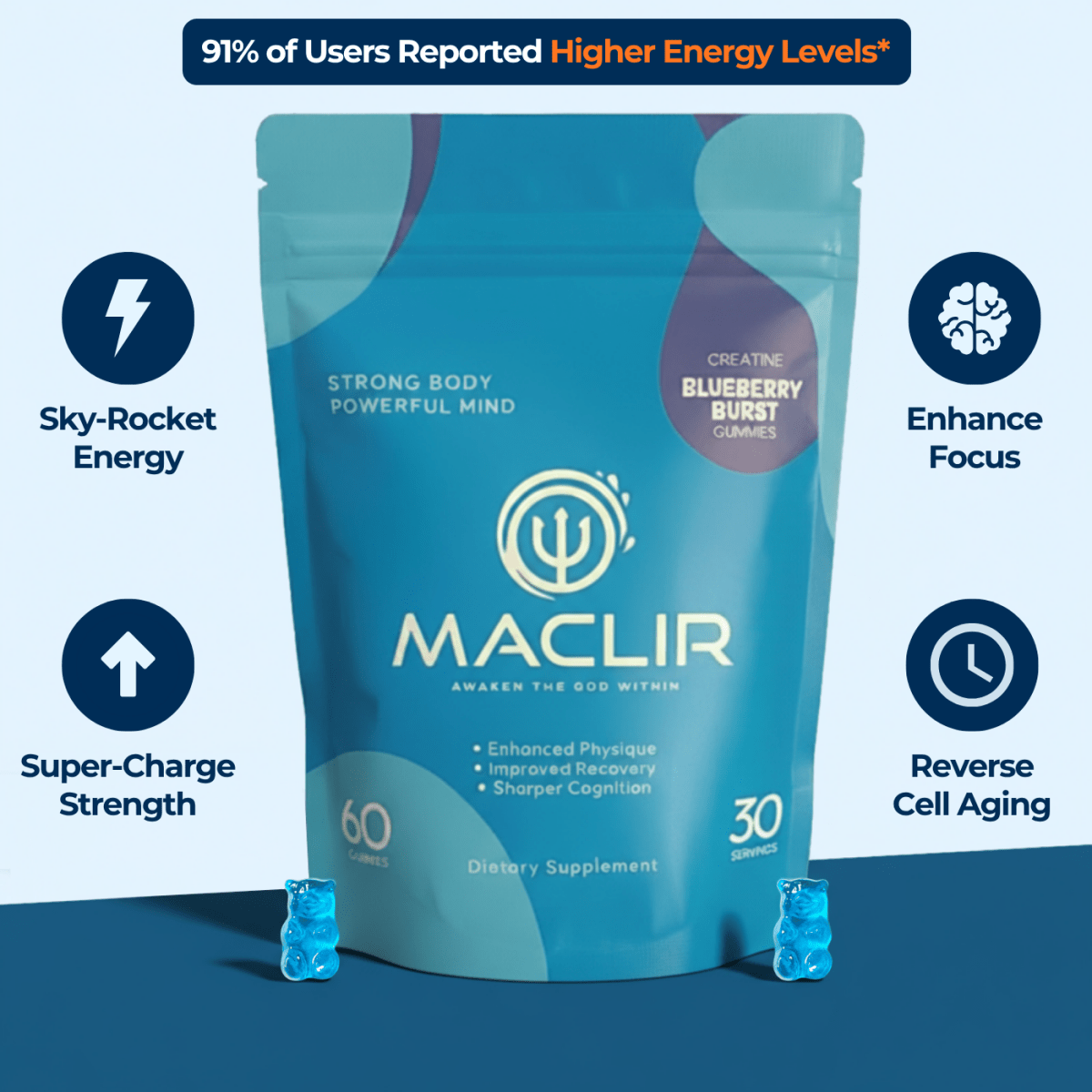 MacLir Creatine Gummies - Blueberry Burst